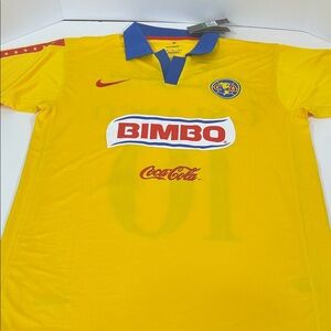 Nike Yellow Club América Home Jersey with Blue Collar and Red Accents